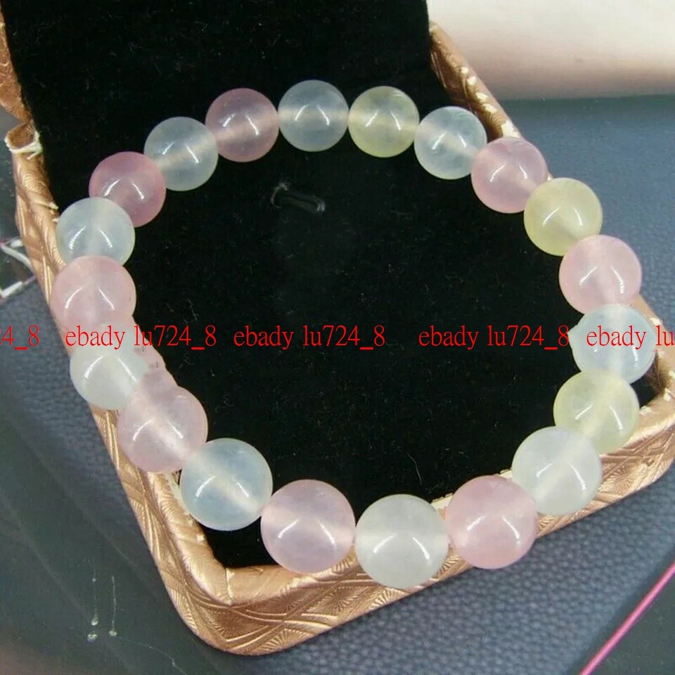 Fashion 6/8/10/12mm Multicolor Morganite Gemstone Round Beads Elastic Bracelets