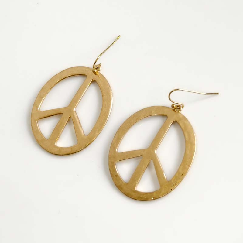 Robert Lee Morris Peace Sign Statement Drop Earrings Women Party Holiday Jewelry