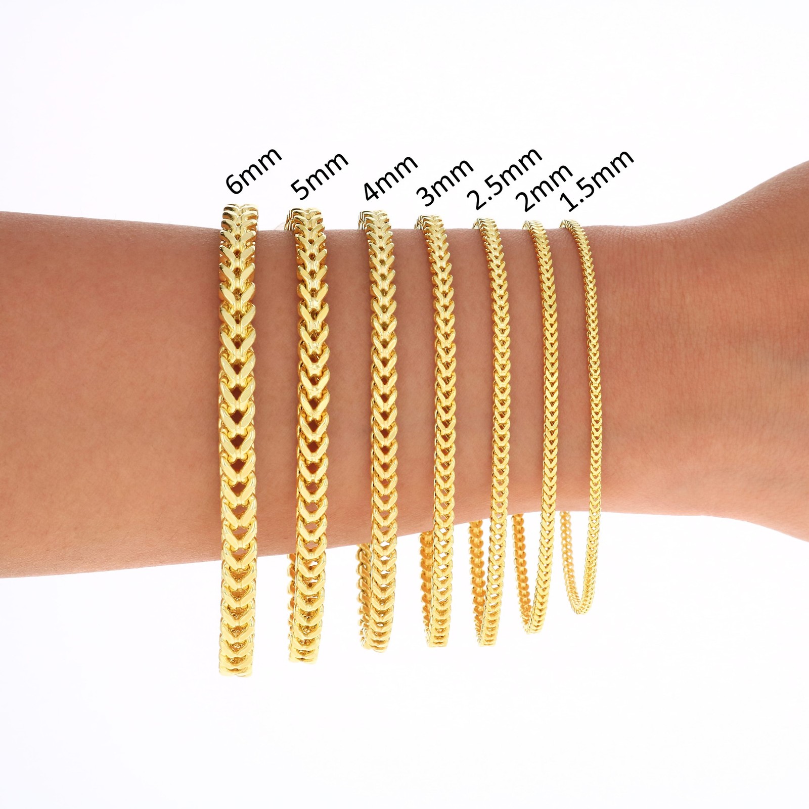 10k Yellow Gold 1.5mm-6mm Franco Box Bracelet Chain Men Women 7″ 7.5″ 8″ 8.5″ 9″