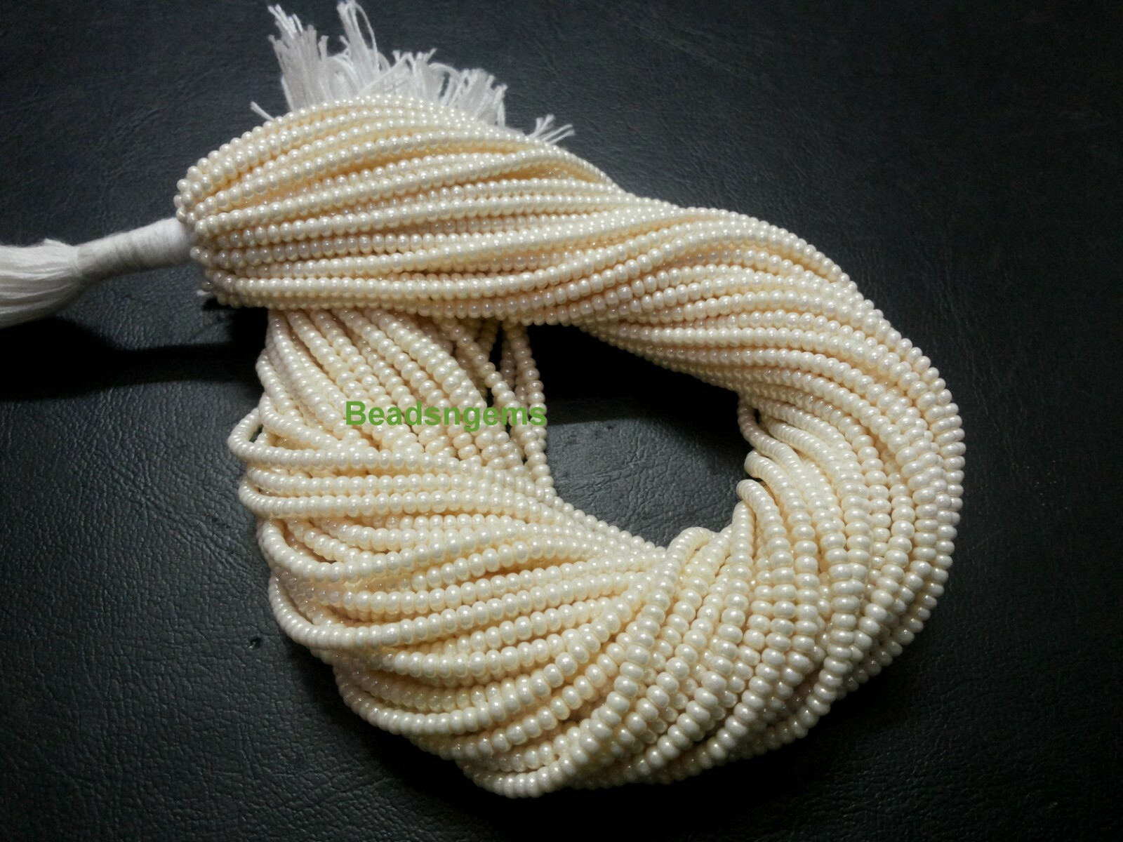 10 Strand White Pearl Rondelle Smooth 4mm White Pearl Chid Beads 12″inch