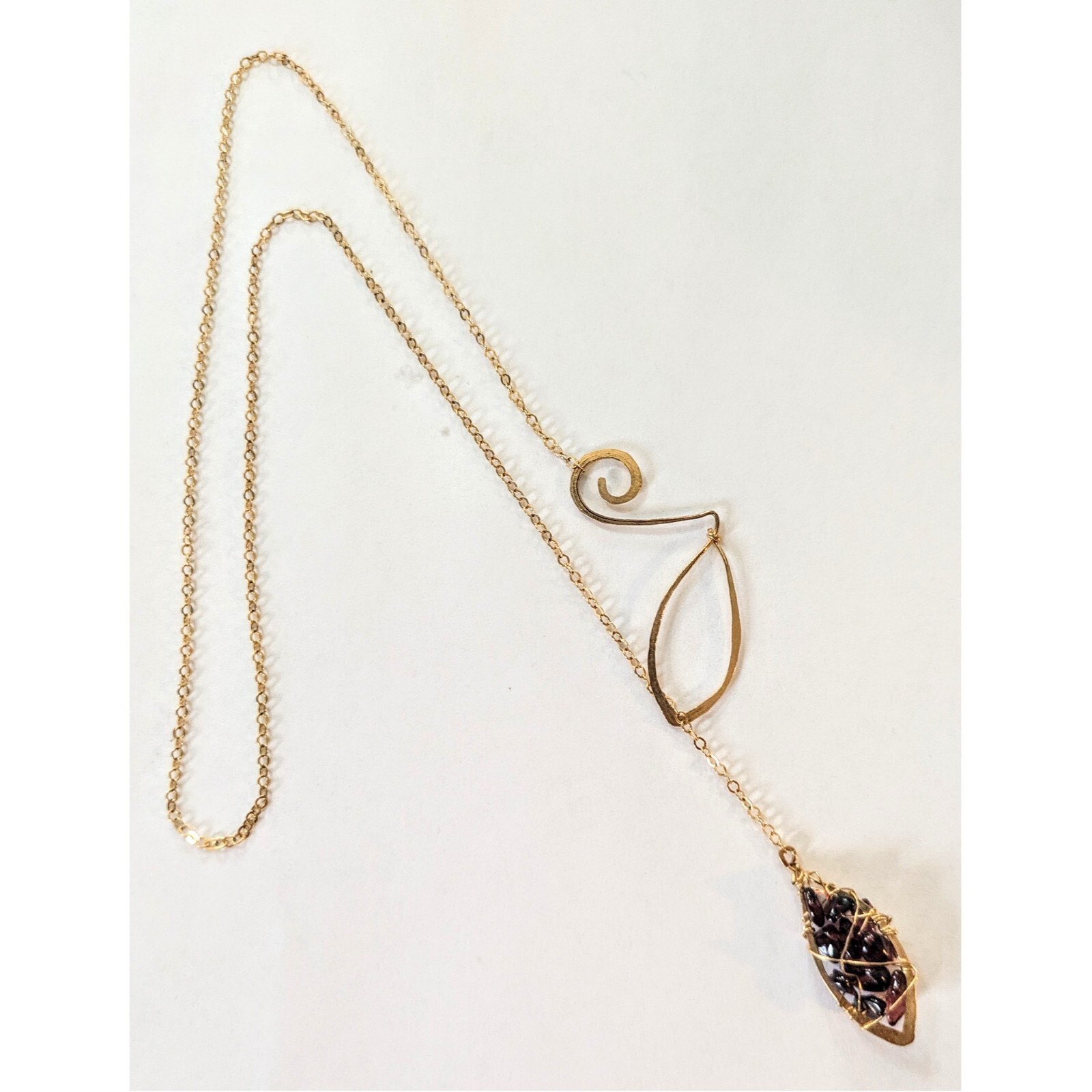 Artisan 14k Yellow Gold Filled Purple Garnet Lariot Y Slide Pendant Necklace
