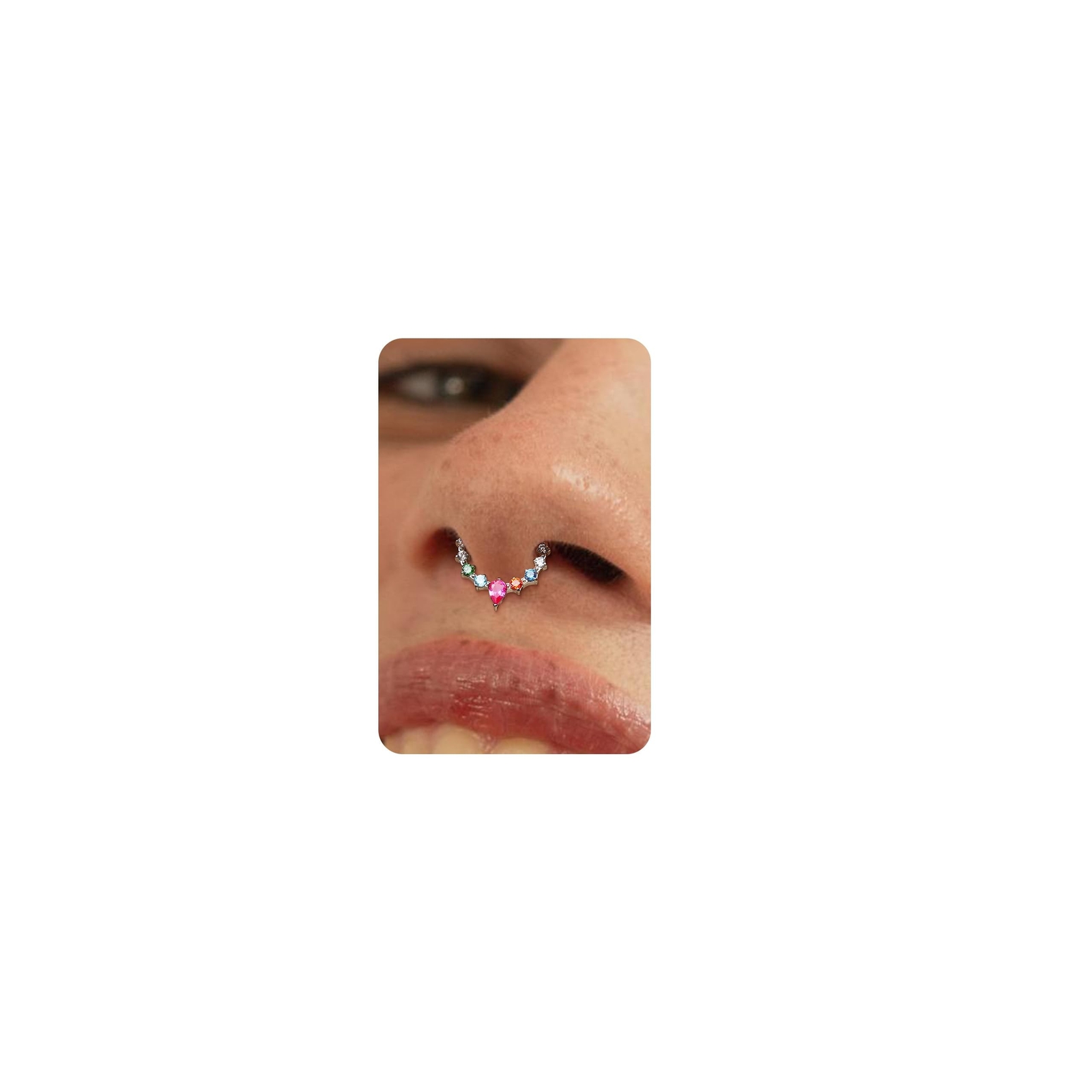 BodyBonita 16G Septum Rings Jewelry – Cubic Zirconia Luxe 316L Stainless Stee…