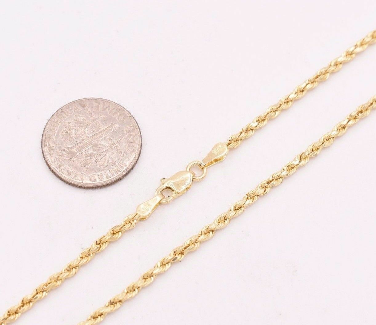 2.0mm Twisted Rope Chain Ankle Bracelet Anklet Real 10K Yellow Gold 10″