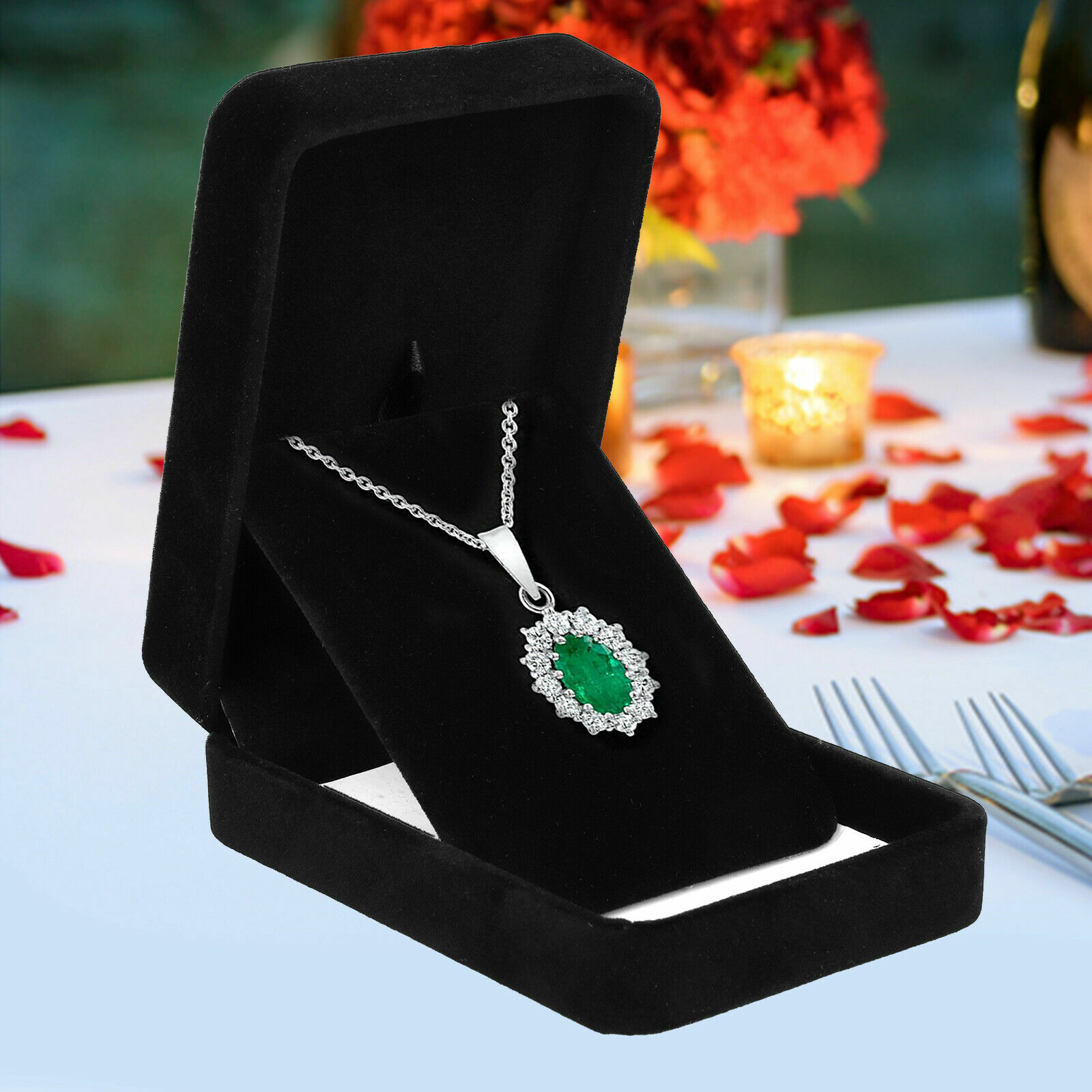High Quality Black Velvet Necklace Pendant Gift Box Case Jewelry Display