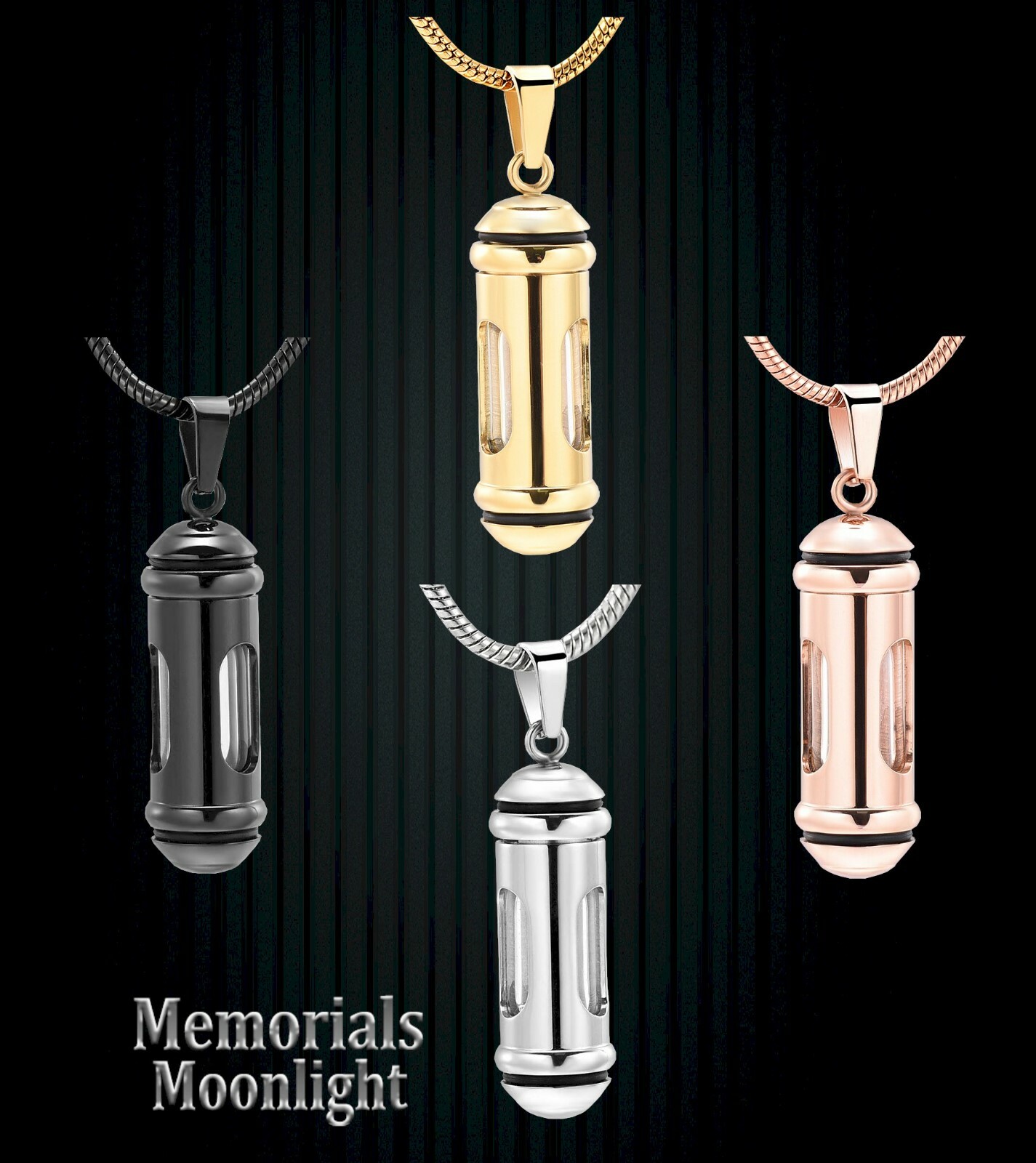 New Glass Cylinder Stainless Steel Urn Cremation Memorial Necklace