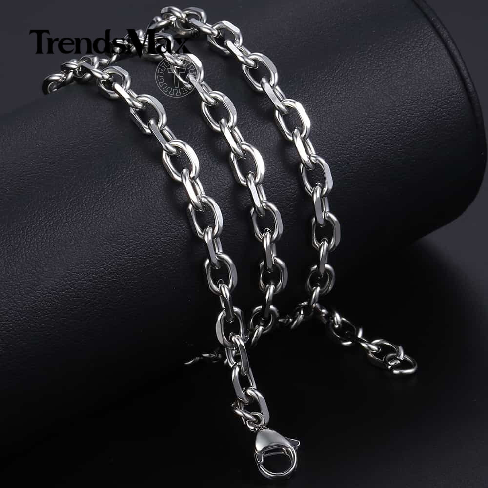 3-9mm 18-24″ Stainless Steel Mens Silver Diamond Cut Rolo Cable Chain Necklace