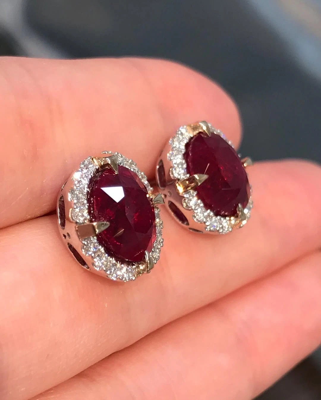5.60 Ct Oval Cut Natural Ruby Earring 14k Solid White Gold Stud Earrings