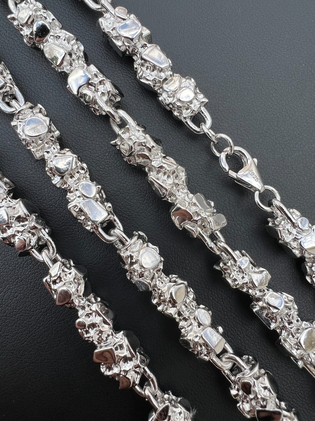 Mens HEAVY Real Solid 925 Sterling Silver Nugget Link Chain Necklace 8mm 18-30″