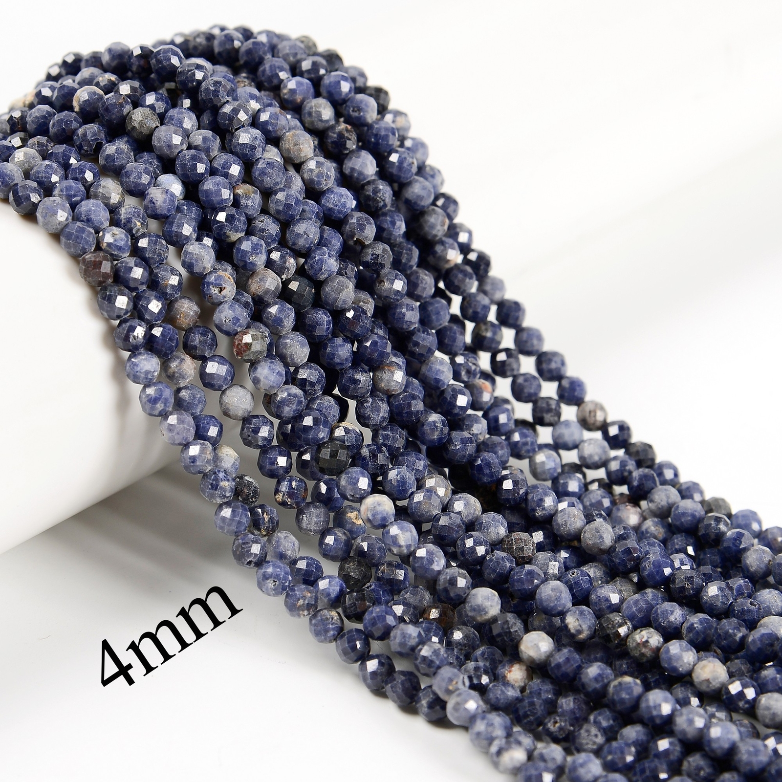 Natural Sapphire Faceted Round Beads Size 3mm 4mm 15.5” Strand
