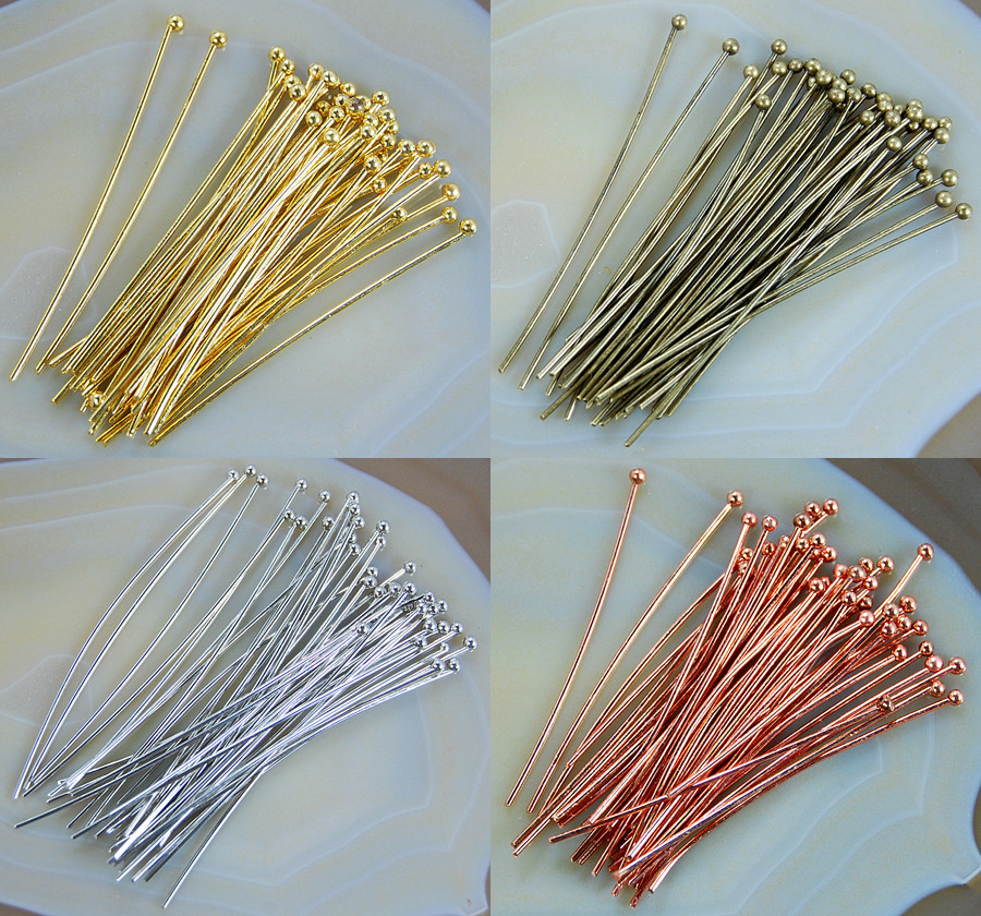 100pcs Golden,Silver,Gold,Bronze Ball Pins Connectors 0.8mm( 21 Gauge) Pick