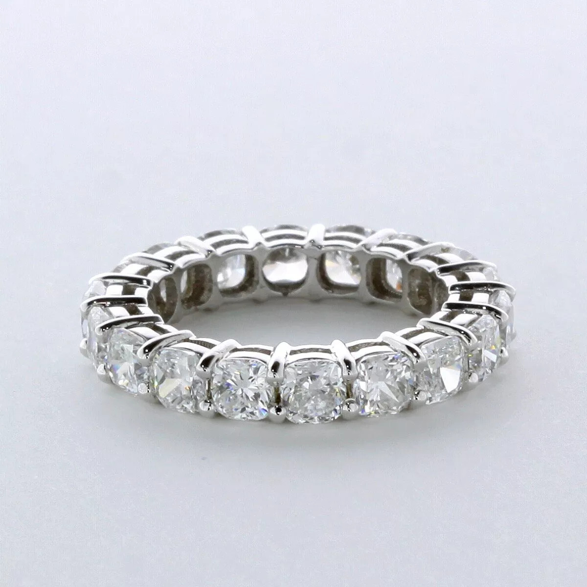 14K Gold Eternity Wedding Ring Classic 5.10 CT Cushion Lab-Grown Diamond E VVS2