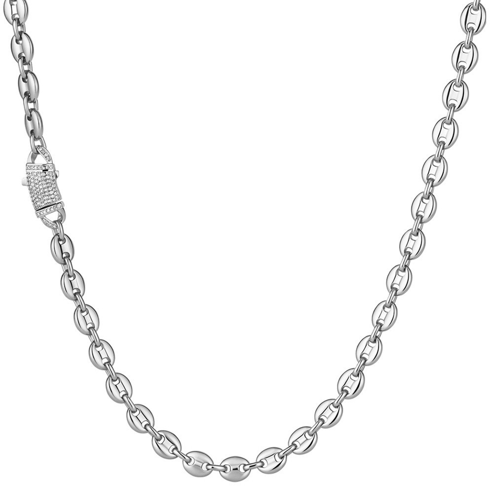 New Style 7/9/11mm Silver Stainless Steel Coffee Beads Chain Necklace for Men