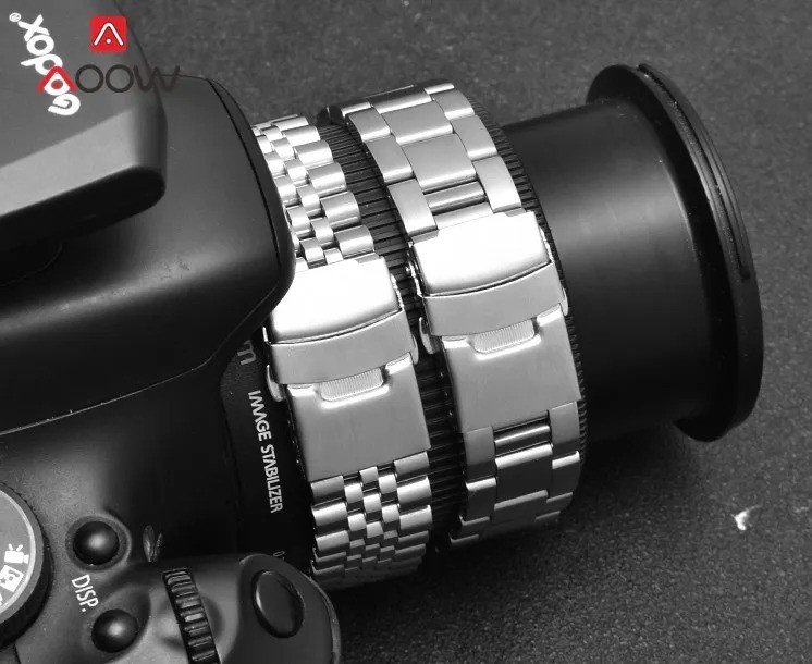 Curved End Metal Stainless Steel Oyster Style Replacement Watch Band