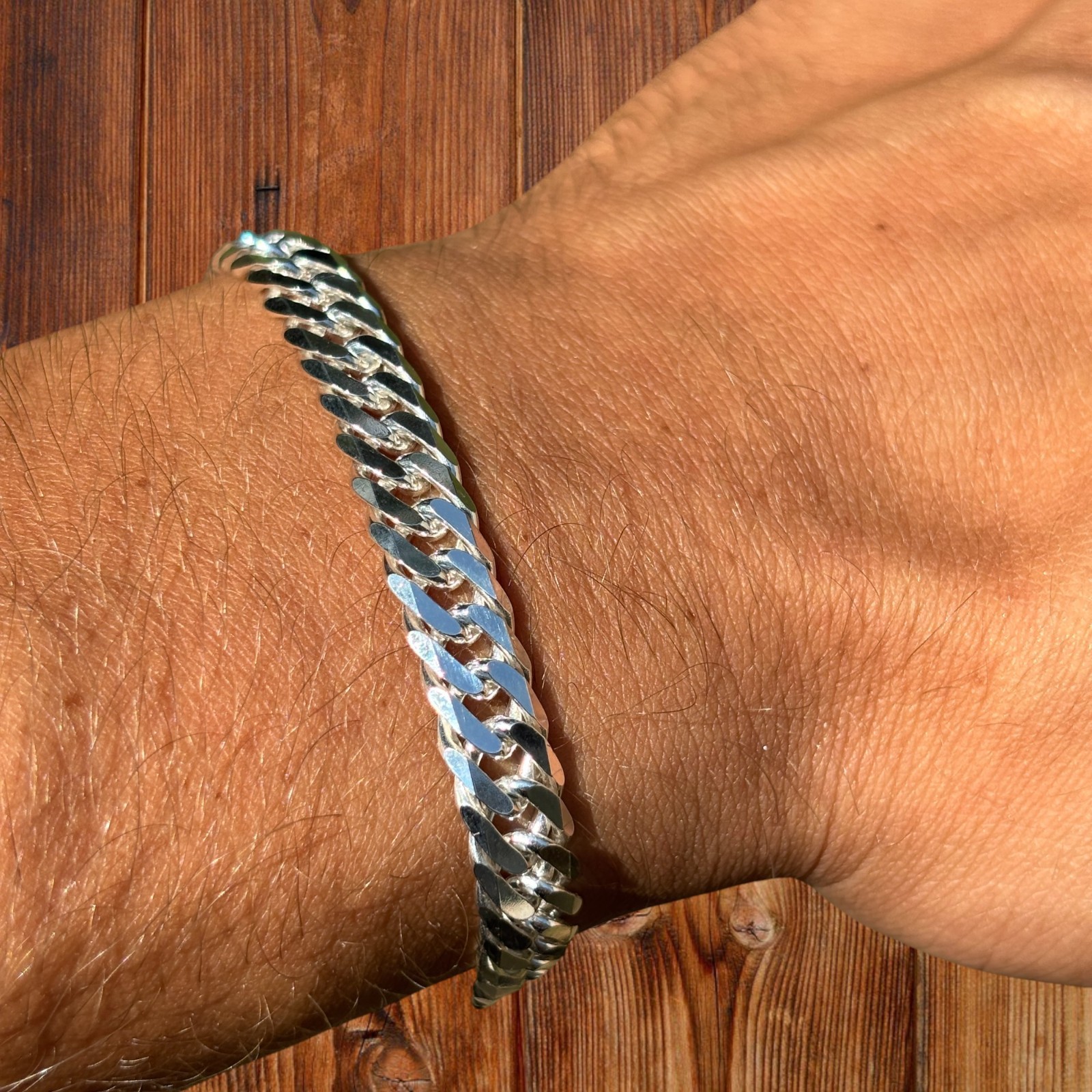 8mm Double Curb Link Bracelet – Real Solid 925 Sterling Silver MADE IN ITALY