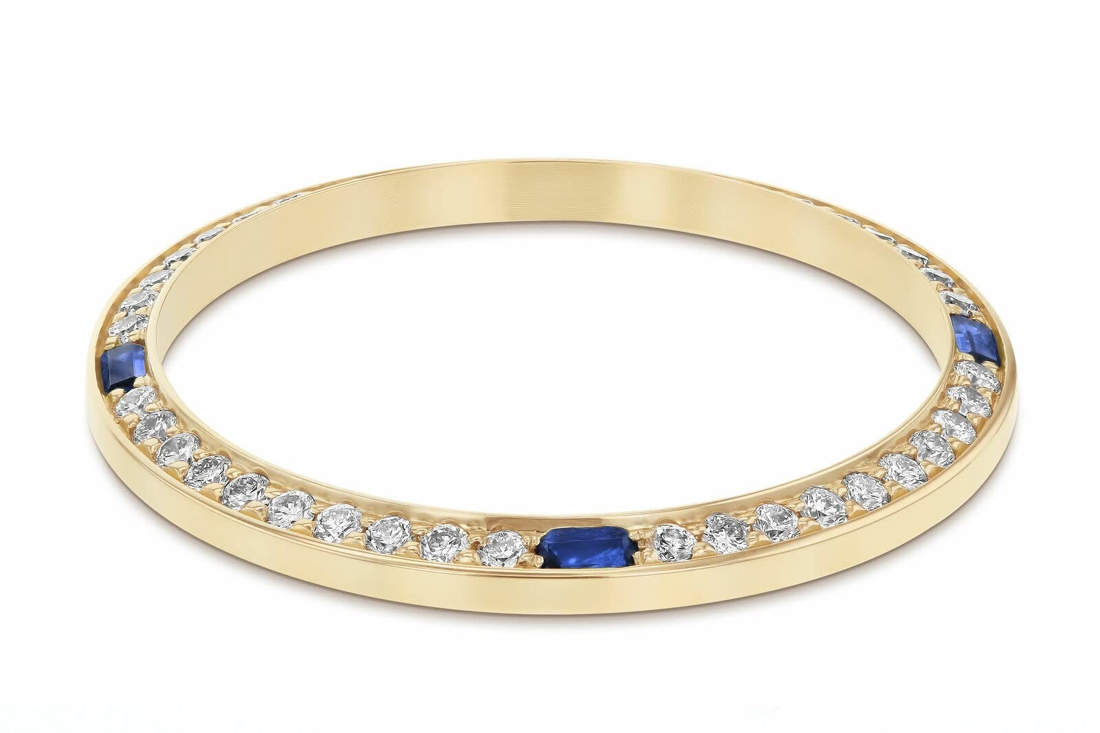 1CT BEAD SET MOISSANITE BEZEL COMPATIBLE WITH ROLEX 31mm WITH 4 CORNER SAPPHIRES