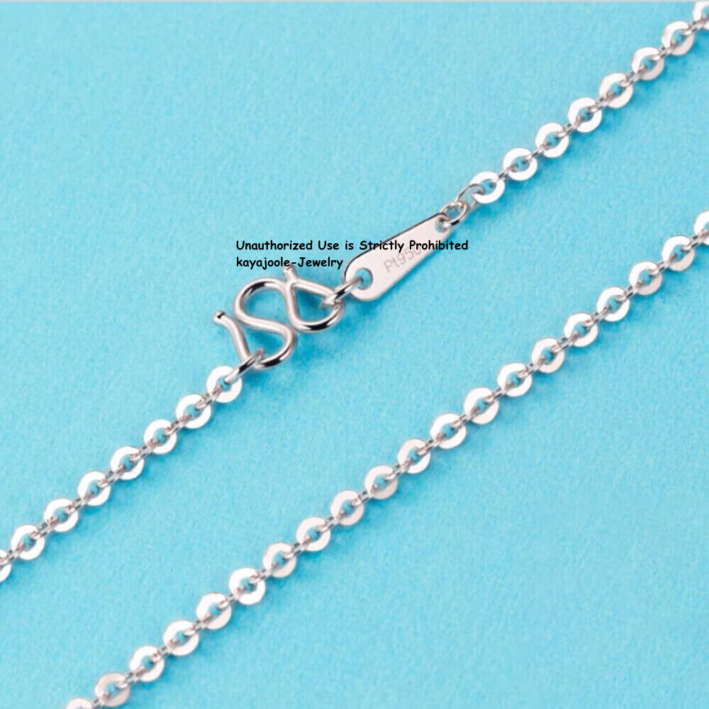 PT950 Pure Platinum 950 Chain Men Women Gift Lucky O Link Necklace 16-22inch L