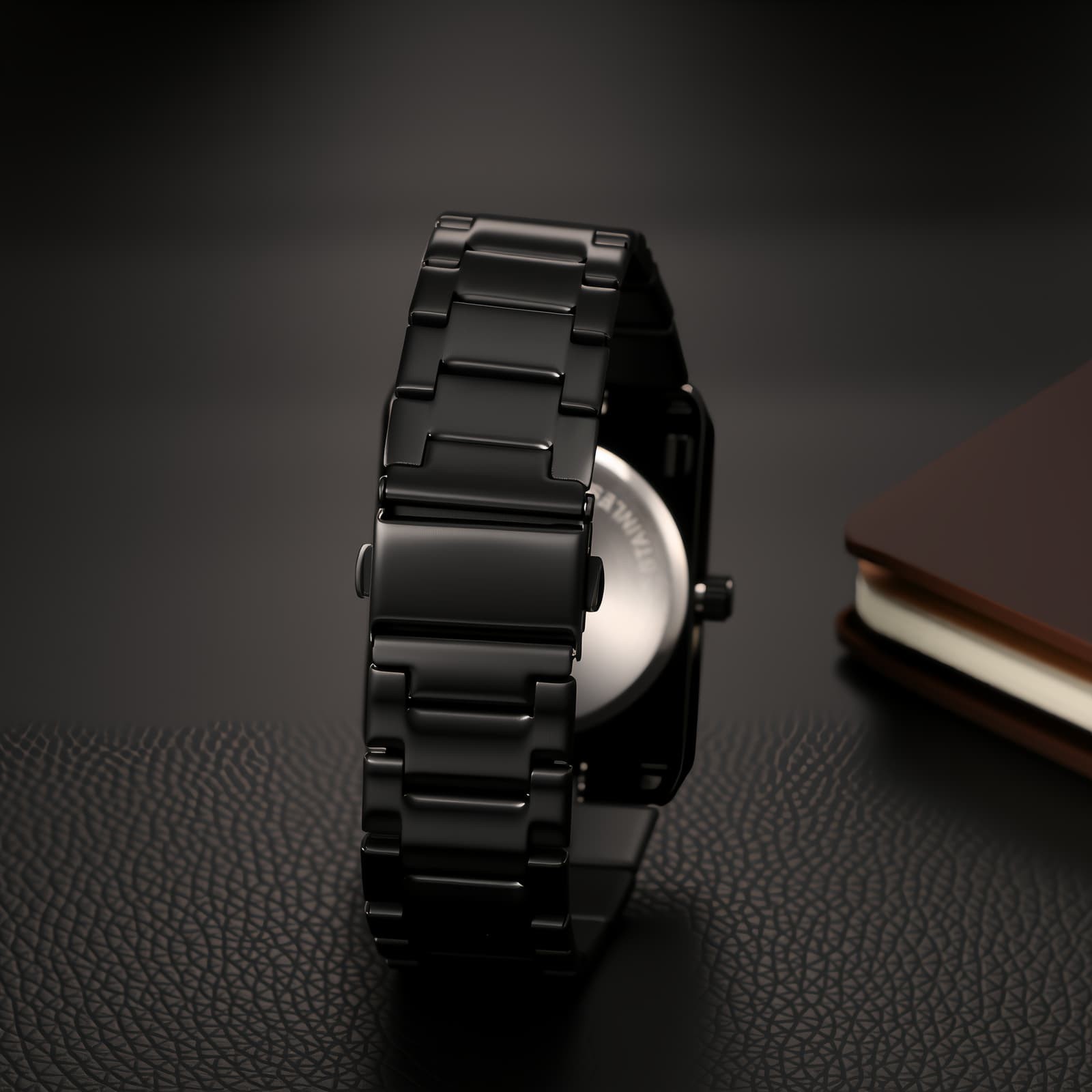 Men’s Steampunk Stainless Steel Square Wrist Watch No-Hand Jumping Hour Display