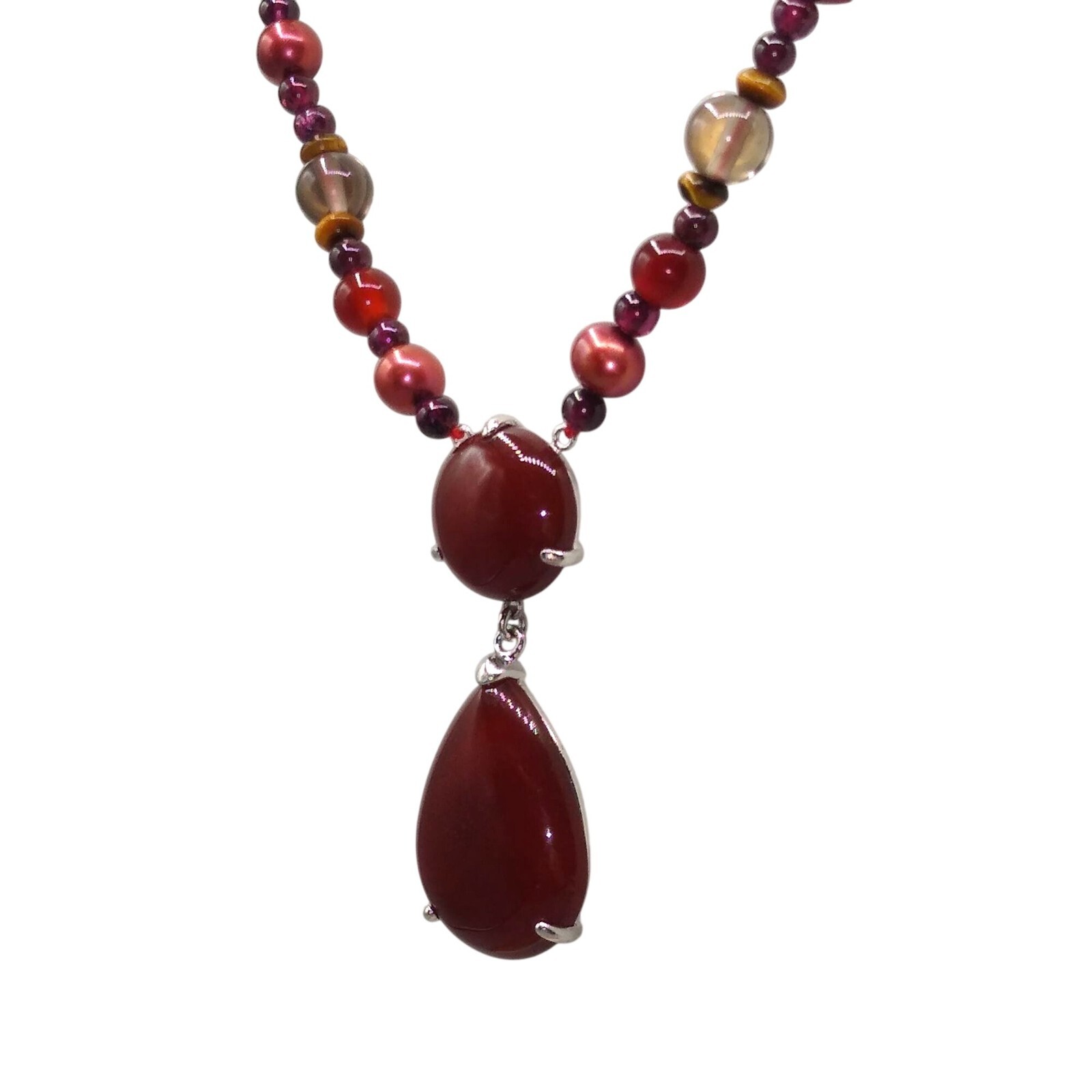 VAR 925 Garnet Necklace, Armen Vardapetyan, Armenian Artisan, Gemstone Beaded