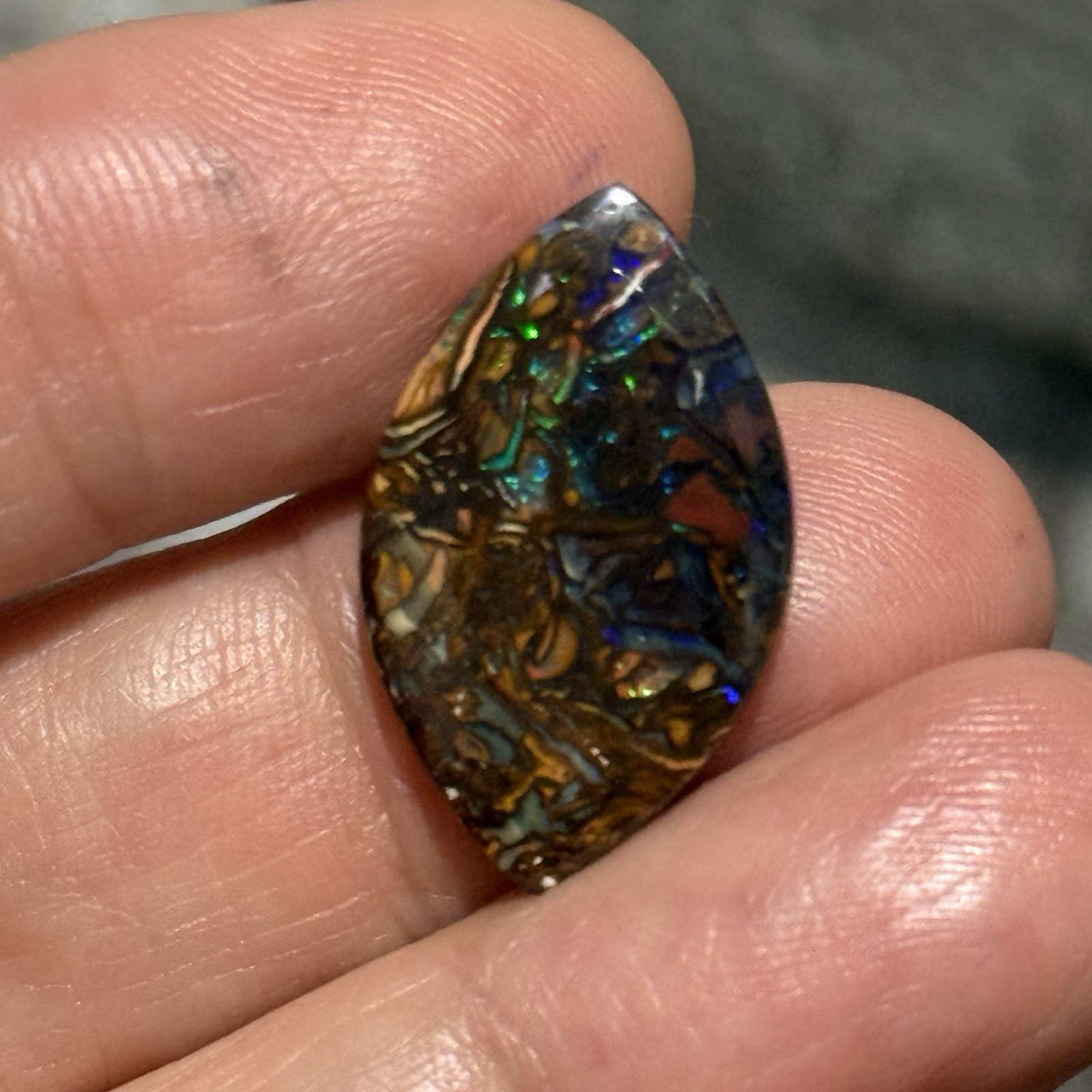 8.05ct 24×14.6×2.7mm Finely Polished Australian Koroit Boulder Opal Cabochon
