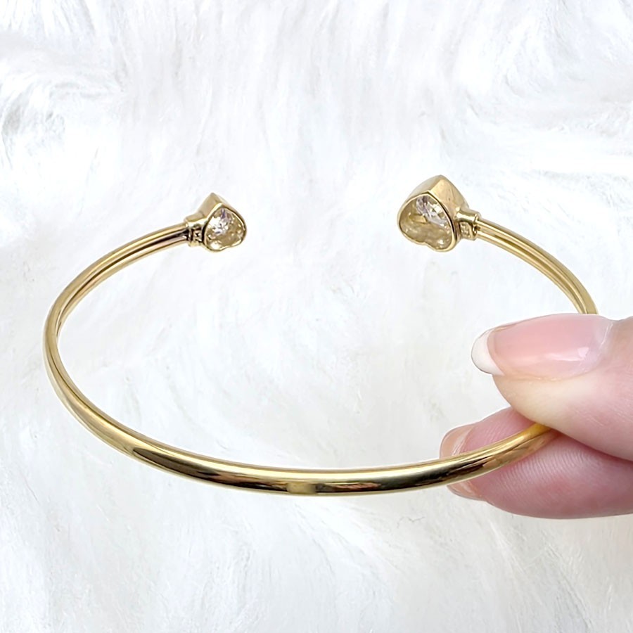 Heart gold plated silver 925 bangle