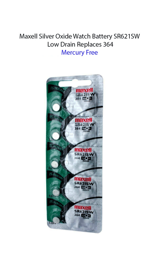 5 x Fresh MAXELL 364 SR621SW SR621 V364 Silver Oxide Watch Battery