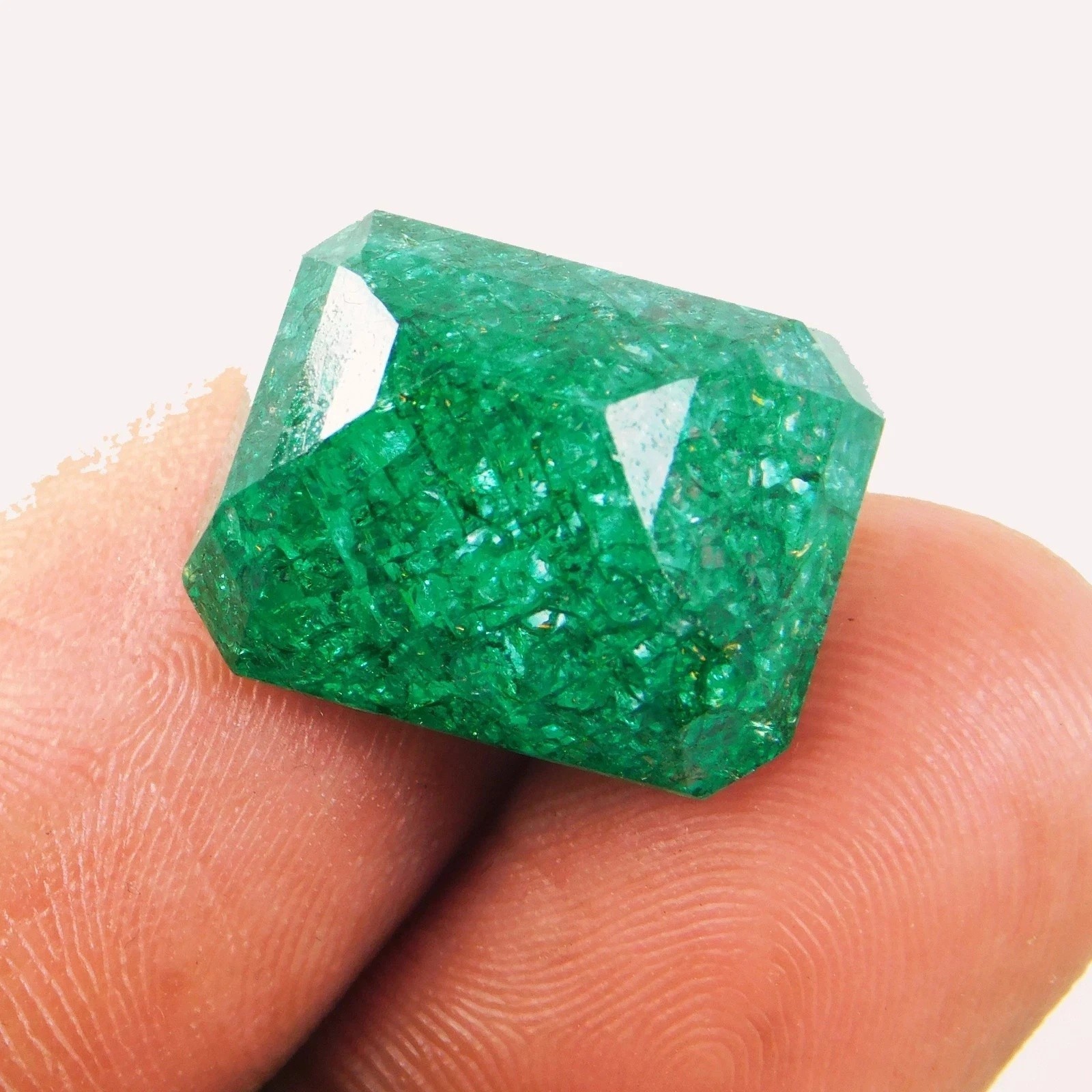 11.45 Ct Lab-Created Green Colombian Emerald Certified Emerald Cut Loose Gems