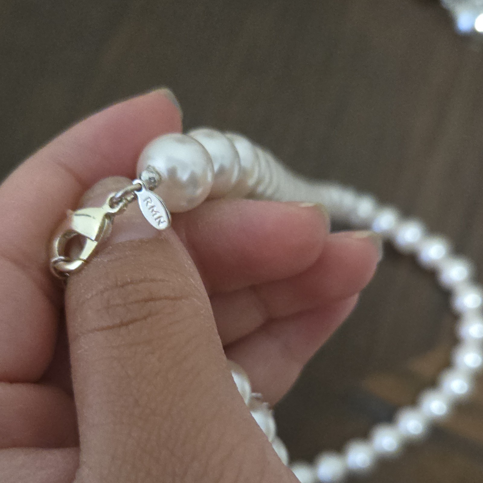 White Faux Pearl Beaded Necklace, Round Pearl, Ball/Bead Chain