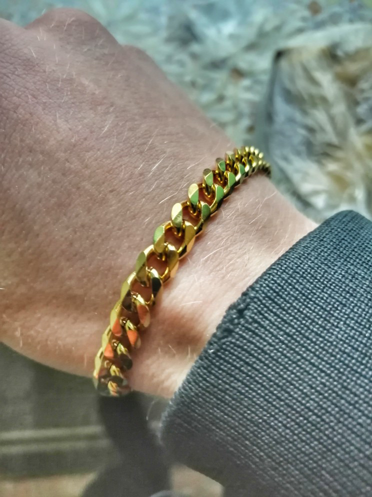Mens Womens 3/5/7/9/11mm Curb Cuban Chain Bracelet Gold Plated Stainless Steel