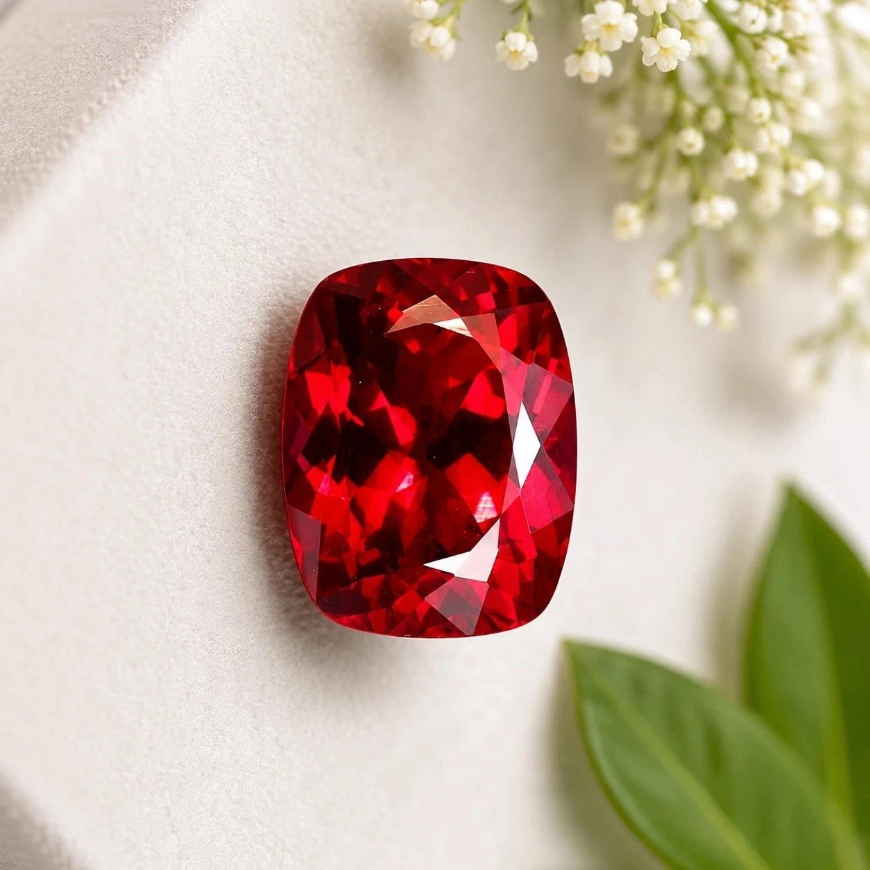 AAA 11.25 Ct Lab-Created Red Ruby Cushion Cut Loose Gemstone Burma 13x10x8
