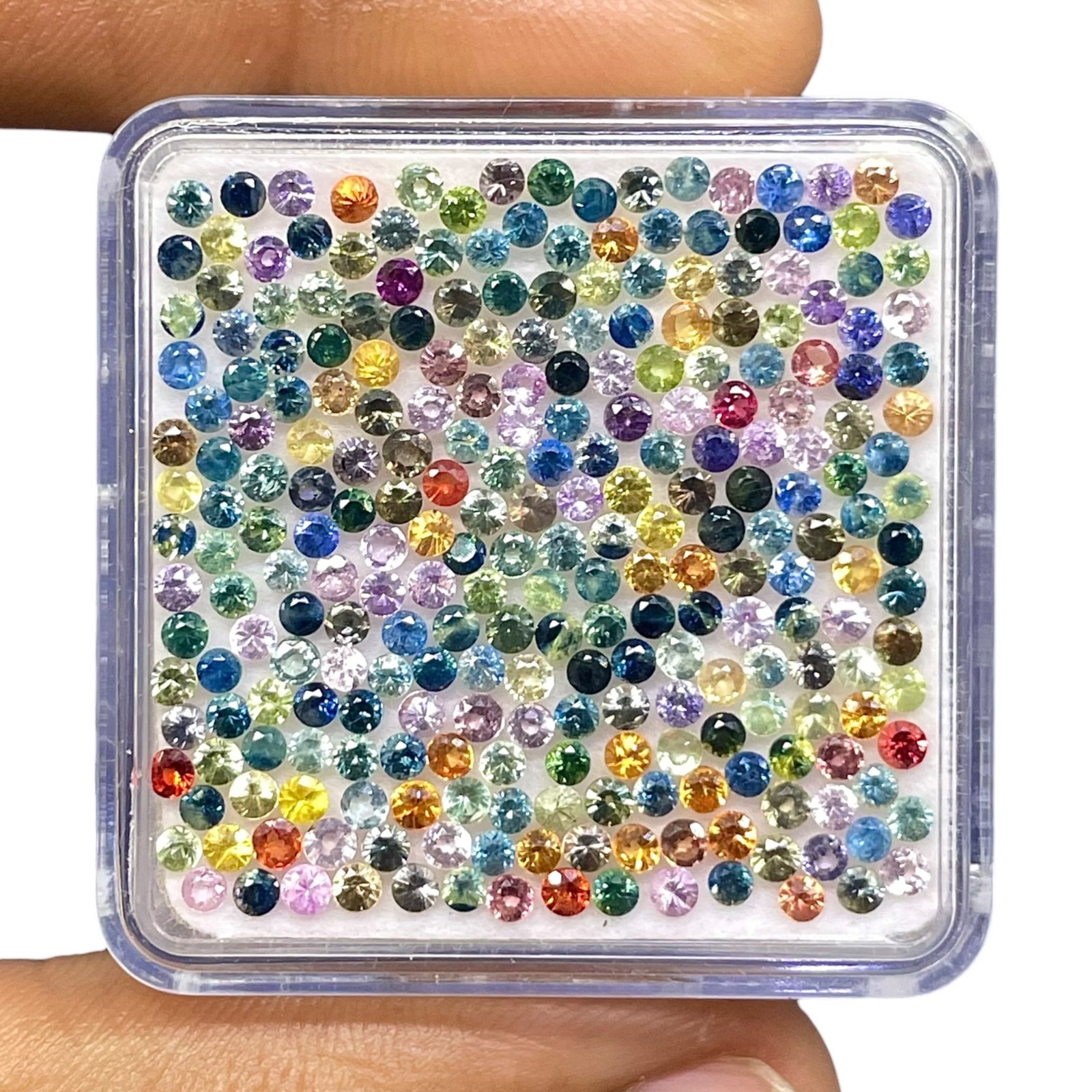 25 Pcs Natural Multi Sapphire Ceylon 2mm Round Diamond Cut Loose Gemstones Lot