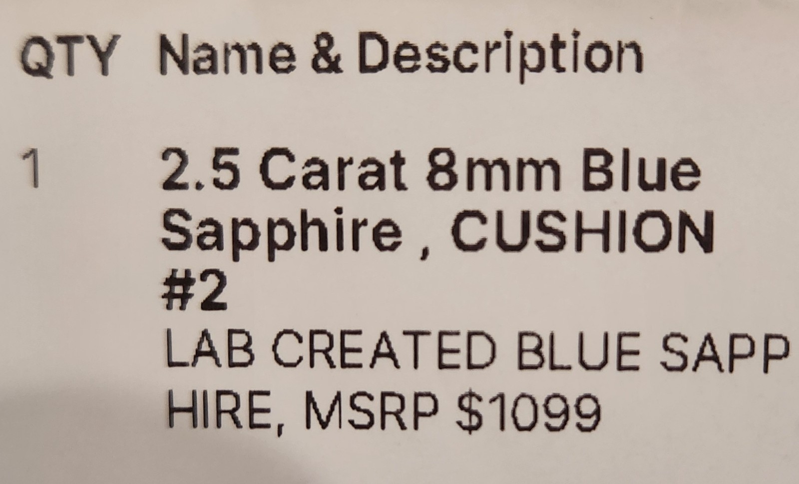 2.5CT 8mm Blue Sapphire Cushion Cut [Lab Created] $1099 MSRP