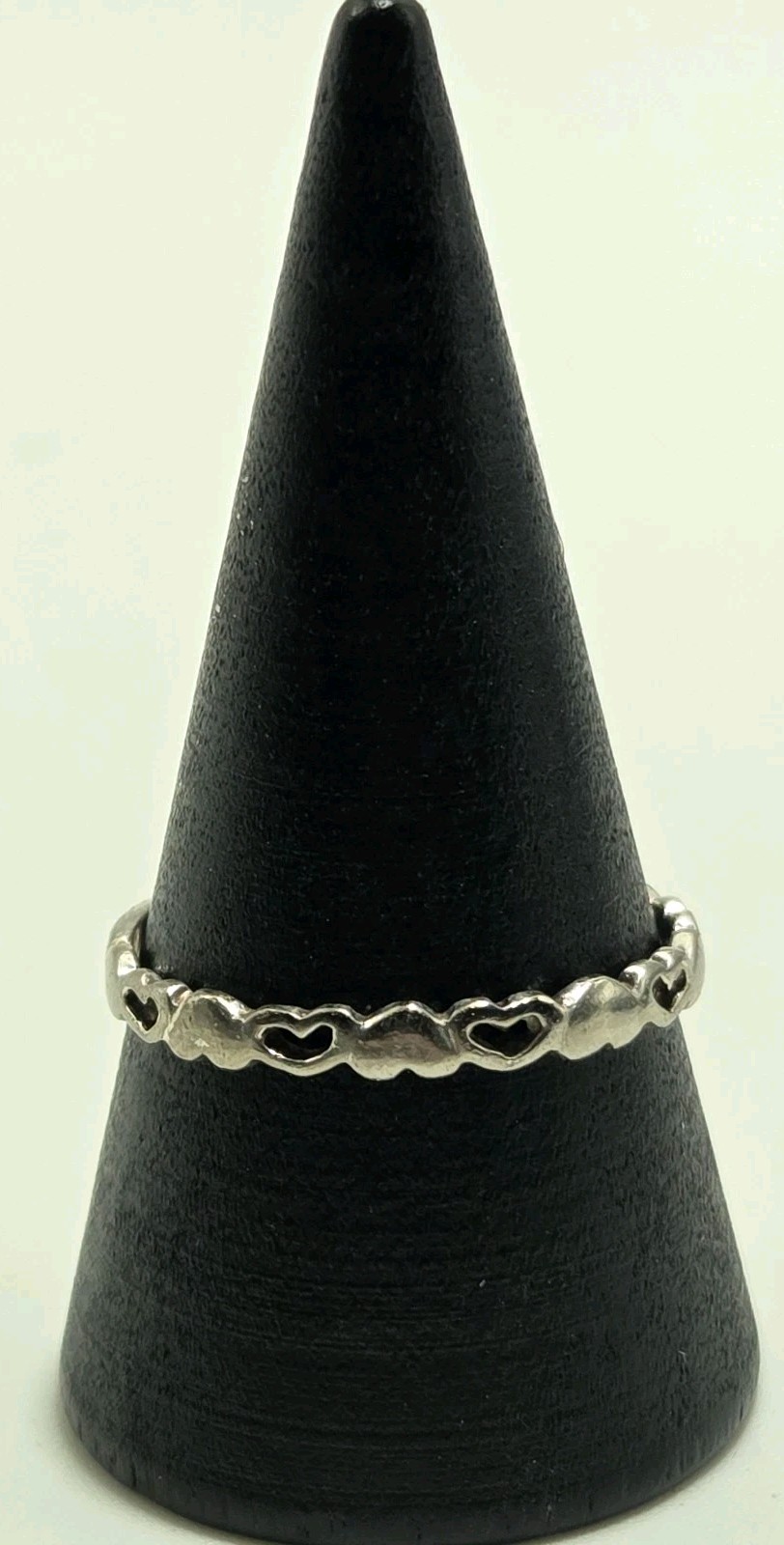 Sterling Silver 925 Alternating Open Closed Hearts Ring Size 8.5 Dainty Thailand