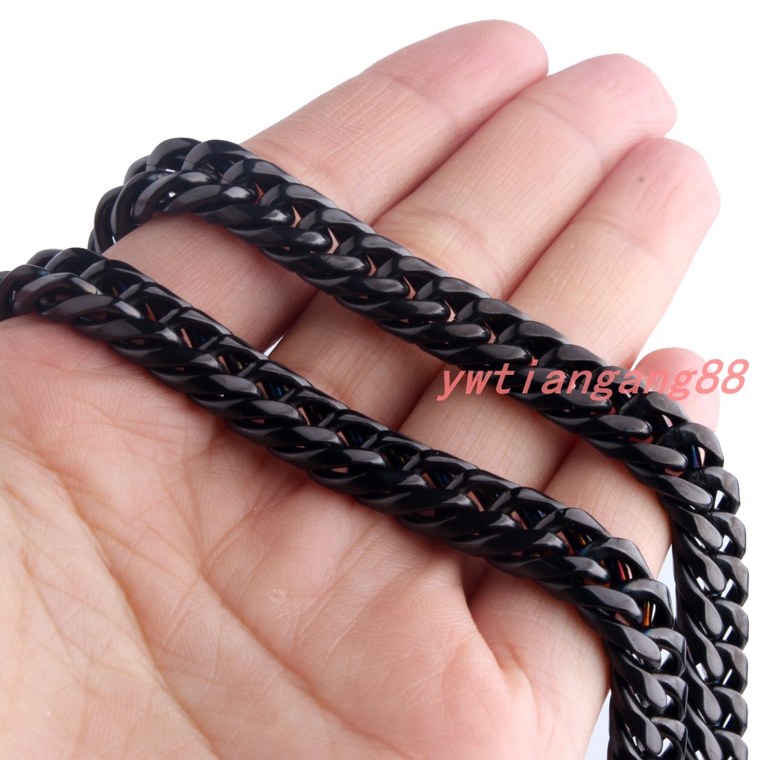 Heavy Stainless Steel Mens 11/13/16/20/22mm Black Cuban Curb Link Chain Necklace