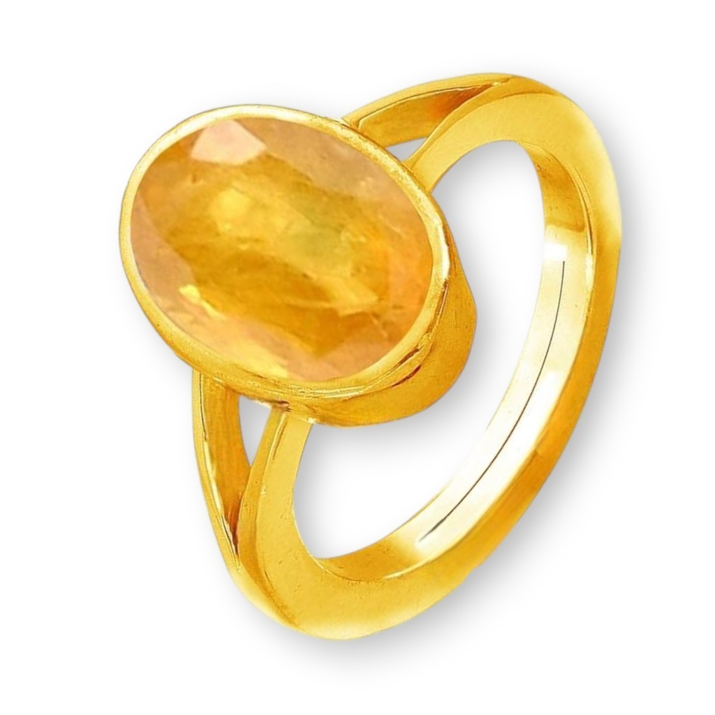 Certified 8.25 Ct Yellow Sapphire Ring Gold Plated Adjustable Men Women Gift