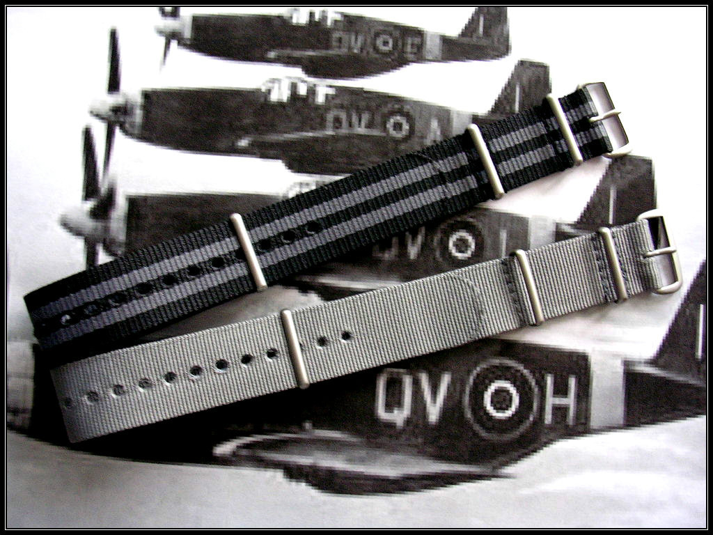 24mm Black Grey 2 pack NATO G10 Premium watchband strap RAF MoD Bonded IW SUISSE