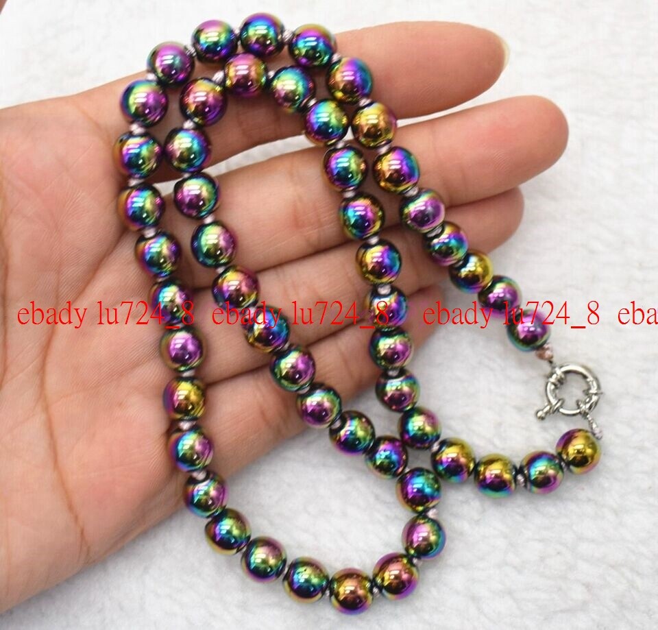 Healing 6/8/10mm Rainbow Hematite Gemstone Beads Necklace Jewelry 16-48″ Strand