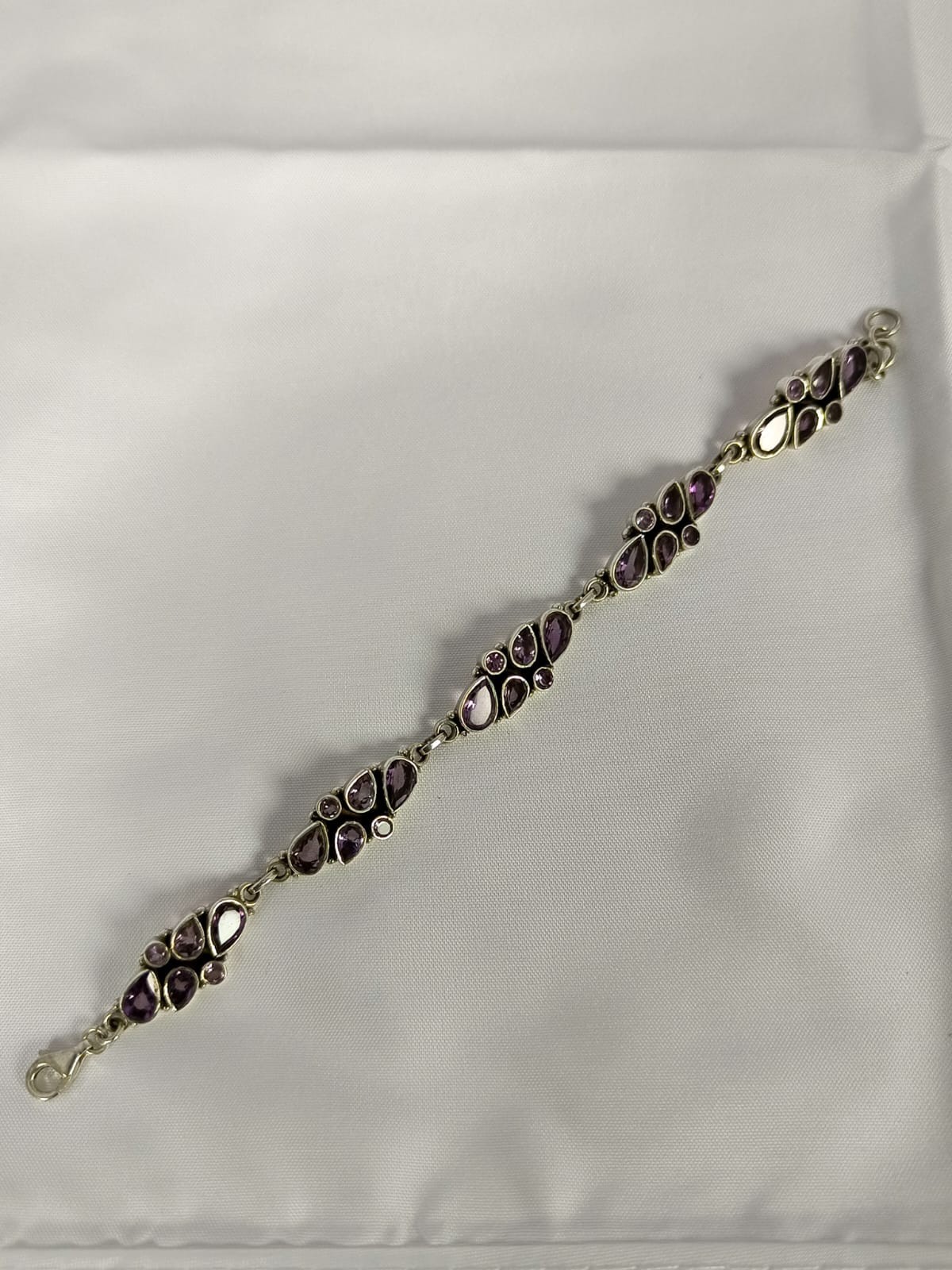 Amethyst 925 sterling silver natural gemstone bracelet handmade jewelry
