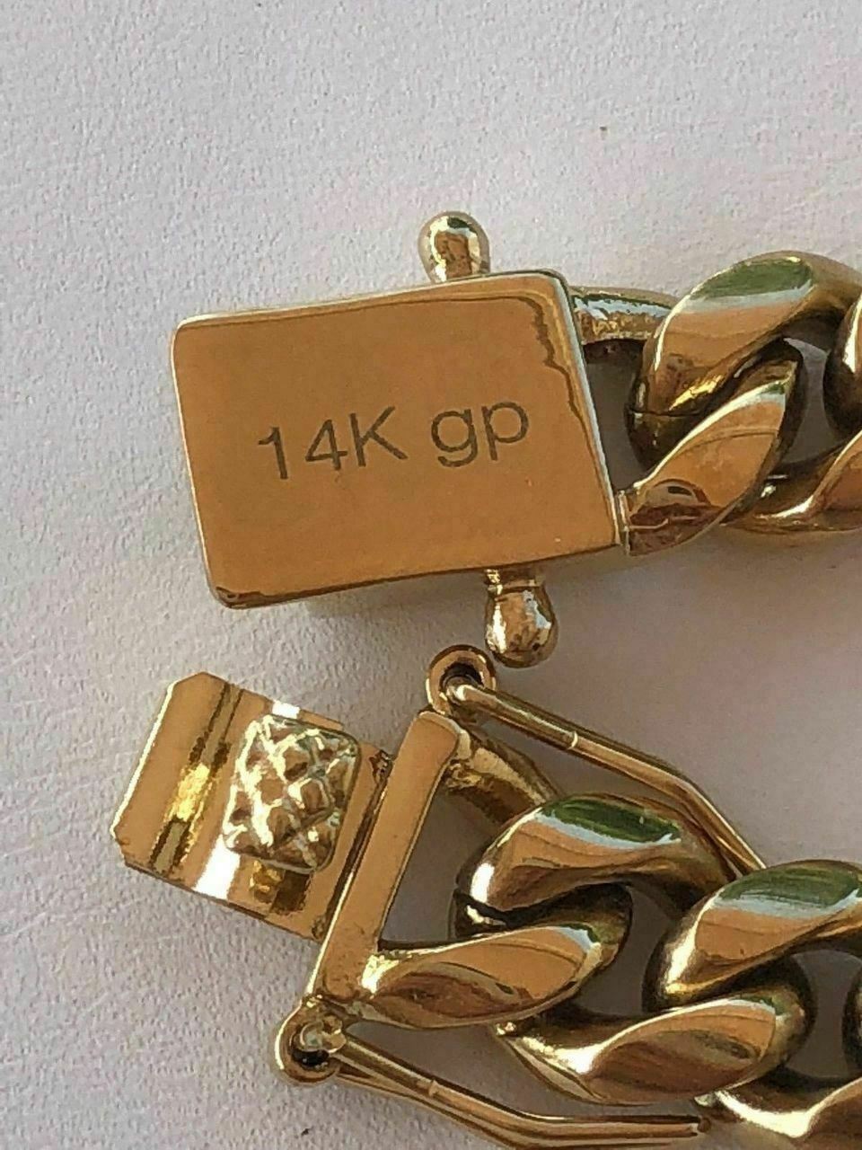 12mm Mens Cuban Miami Link Chain 14k Gold Plated Stainless Steel 200 Grams HEAVY