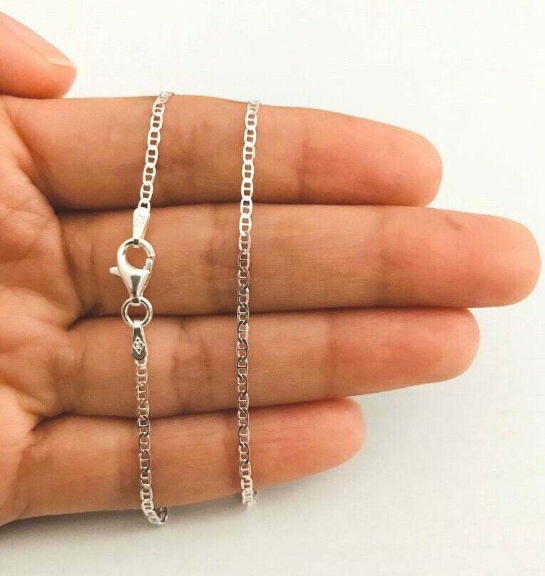 925 Sterling Silver 1.5mm Mariner Link Chain,Made in Italy Necklace – G040