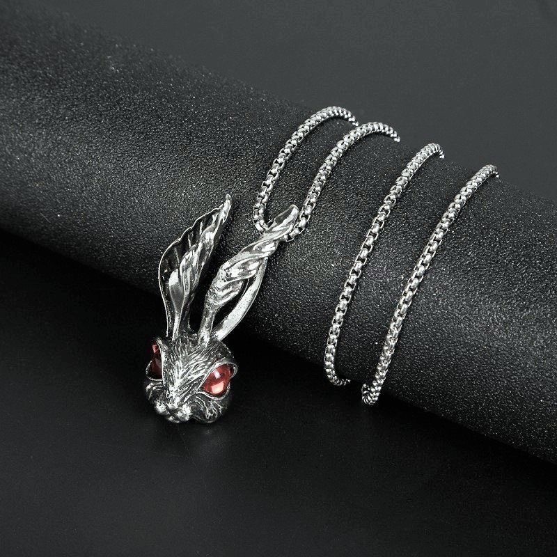 Gothic Punk Rock Wicca Witch Vintage Rabbit Necklace – Blue Eyes Gift