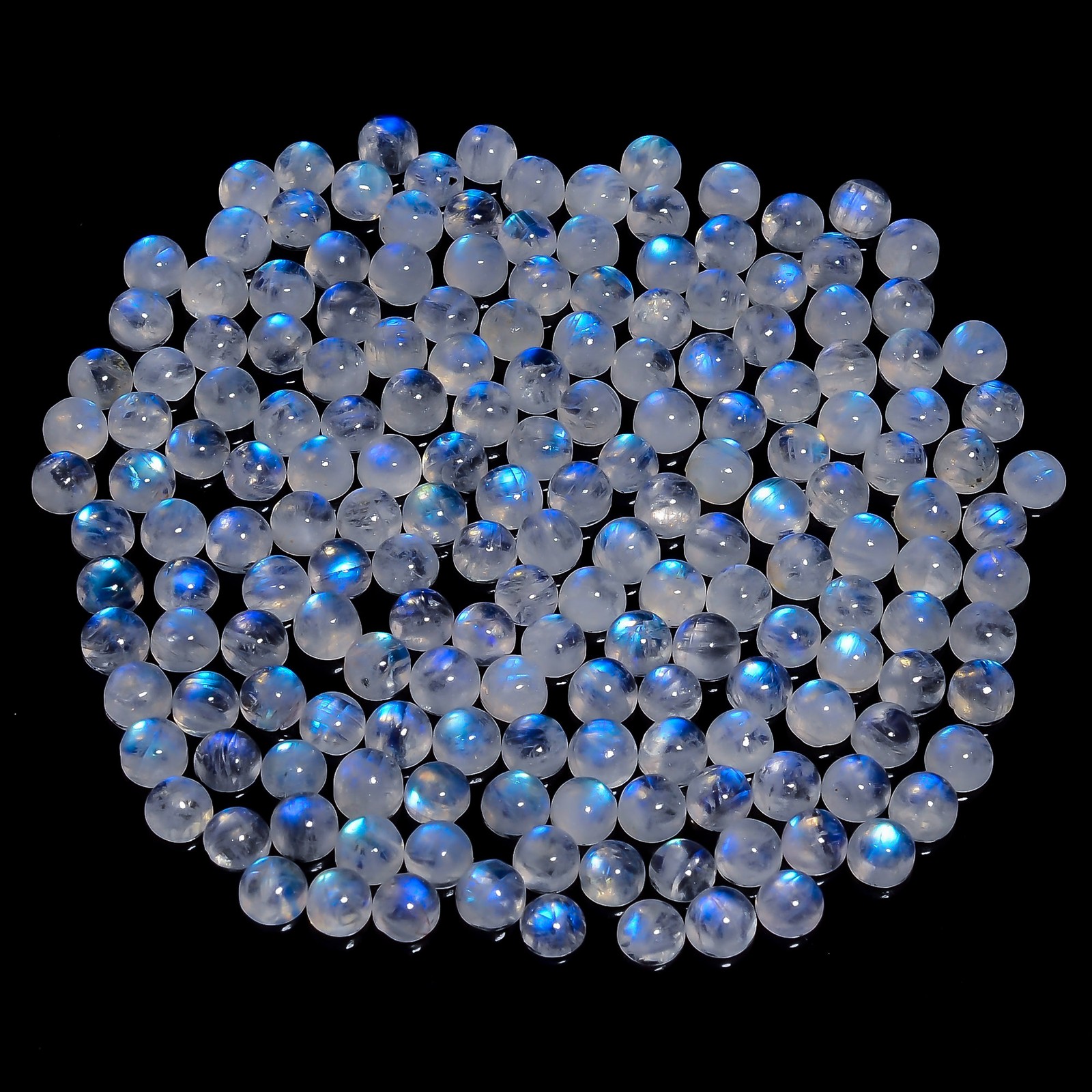 Natural Rainbow Moonstone Round Shape Cabochon Gemstone Lot 20 Ct 5X5X3mm EEL-34