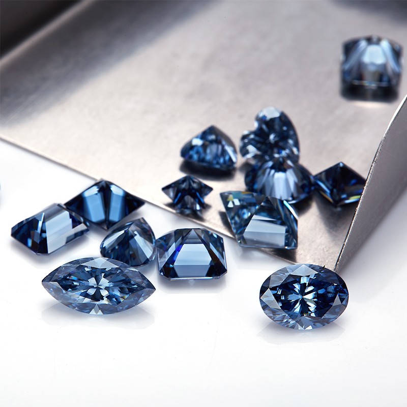 GRA VVS1 Royal Blue 0.1ct-5ct Multiple Shapes Loose Moissanite Wholesale Price