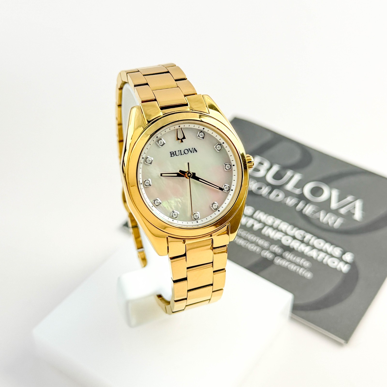 Bulova Surveyor 97P172 Mother-of-pearl Dial w Diamond Accent Ladies Watch 31mm