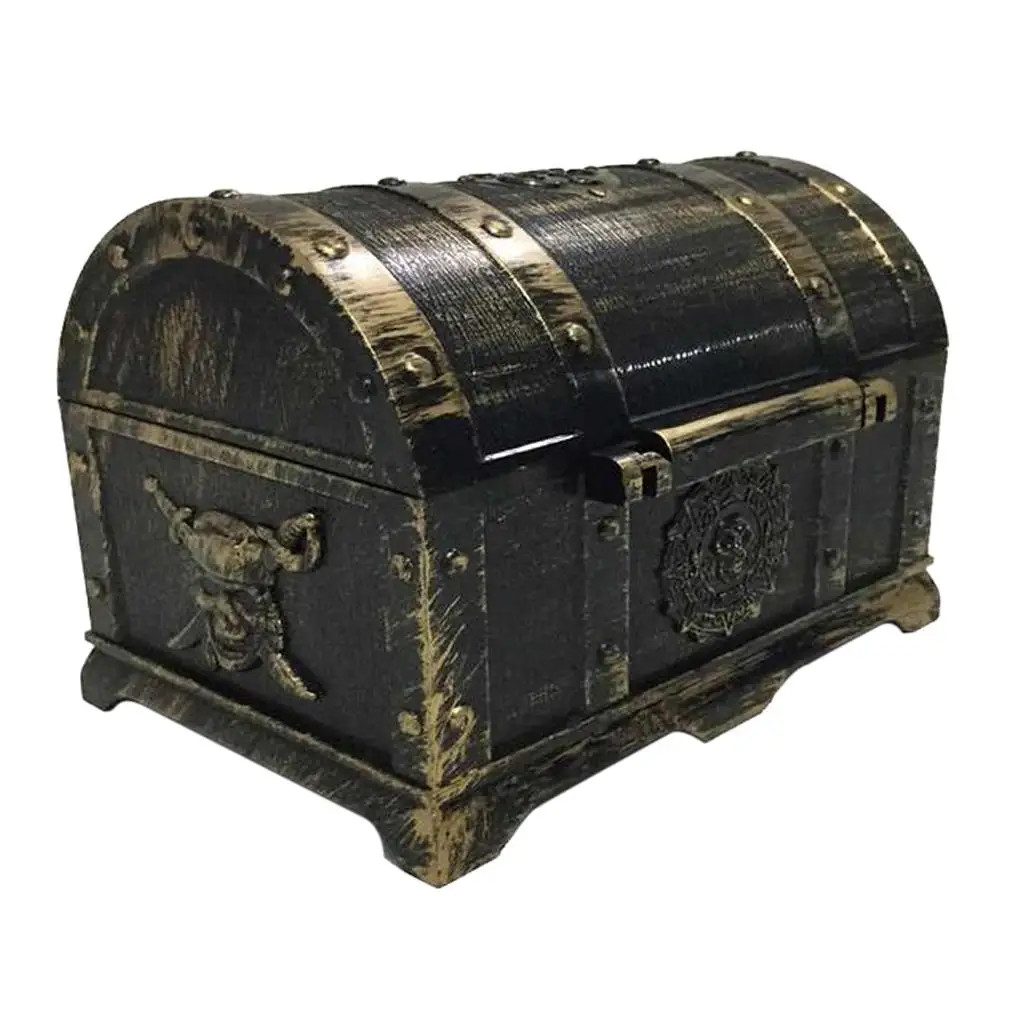 17”x15”x11 Wood Pirate’s Treasure Chest Nautical Jewelry Box, Includes Lock