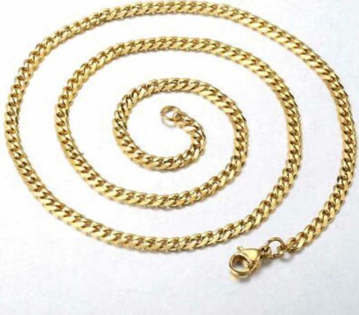 18k Gold Plated Necklace Cuban Curb Chain 6-34″ inch Men women 3-11mm