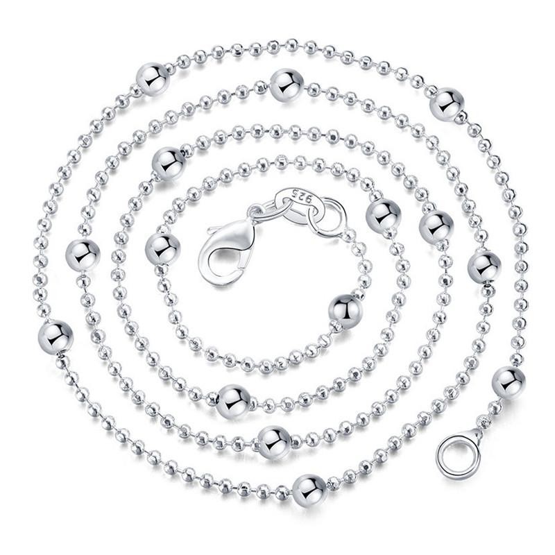 925 Sterling Silver 4mm Smooth Bead Ball Chain Necklace Men Women Jewelry