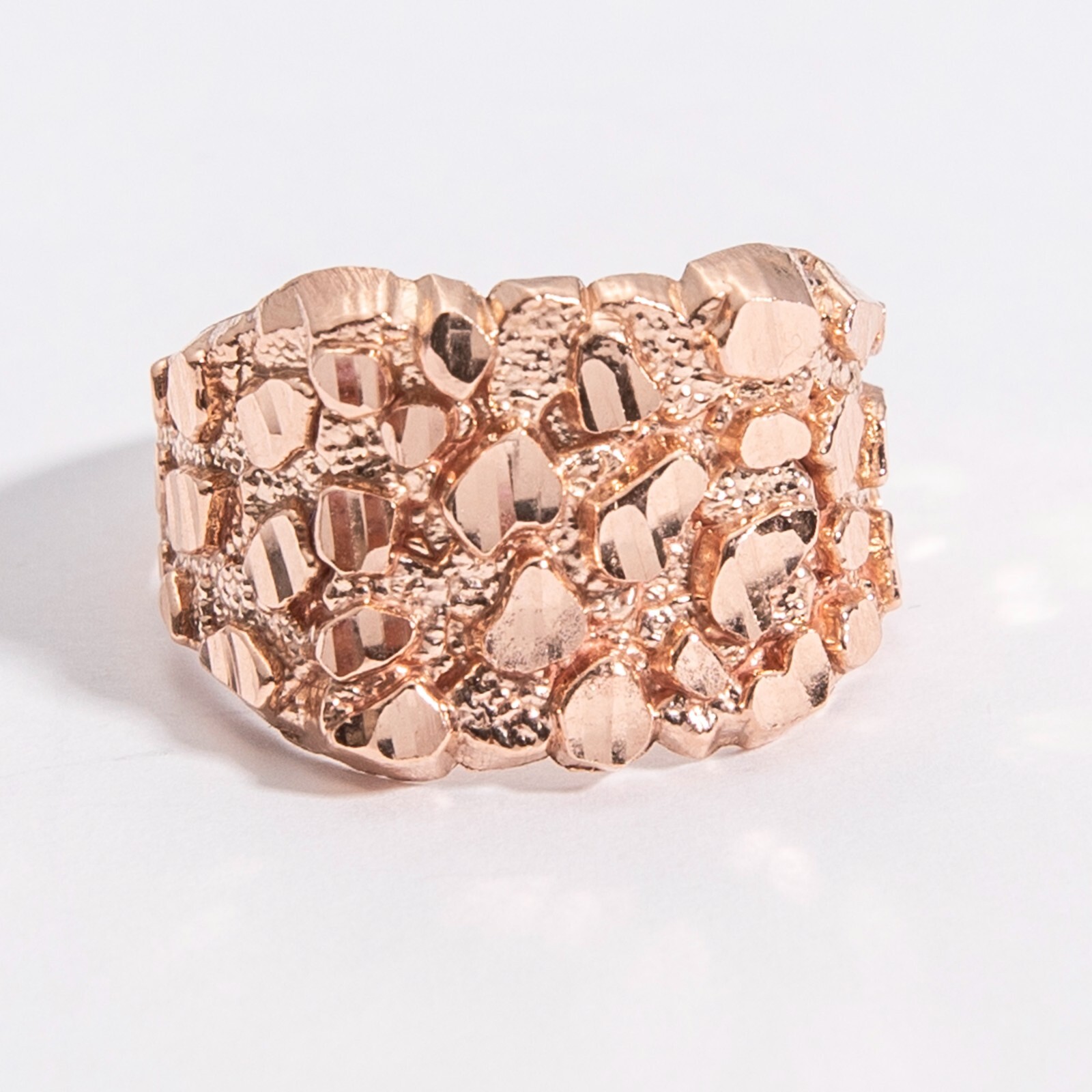 SOLID 10K Gold Large Square Nugget Ring Yellow White Rose Gold