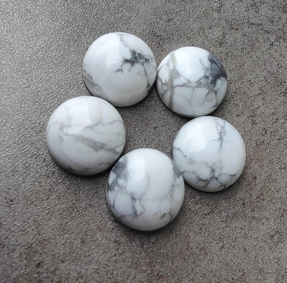 [WHOLESALE] NATURAL HOWLITE CABOCHON ROUND SHAPE LOOSE GEMSTONE