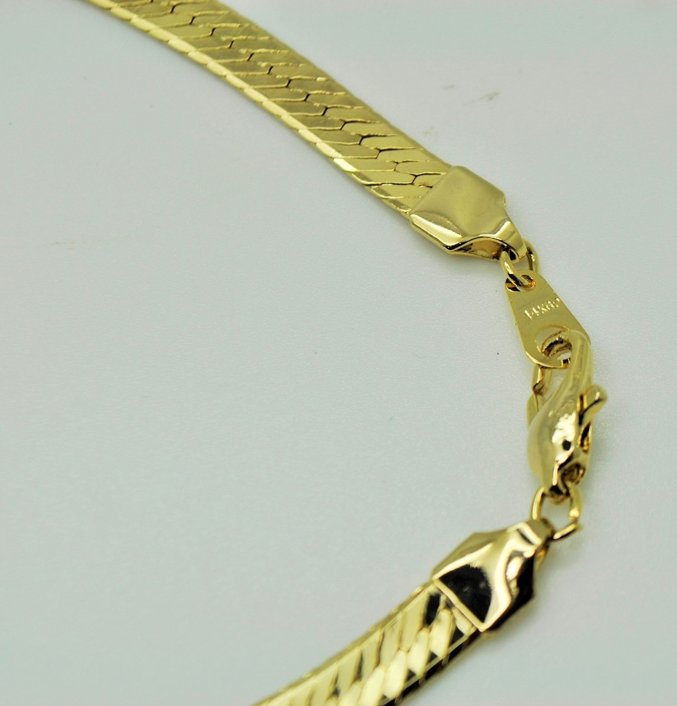 Mens/woman 14kgp gold plated 18 inch herring bone chain necklace -009