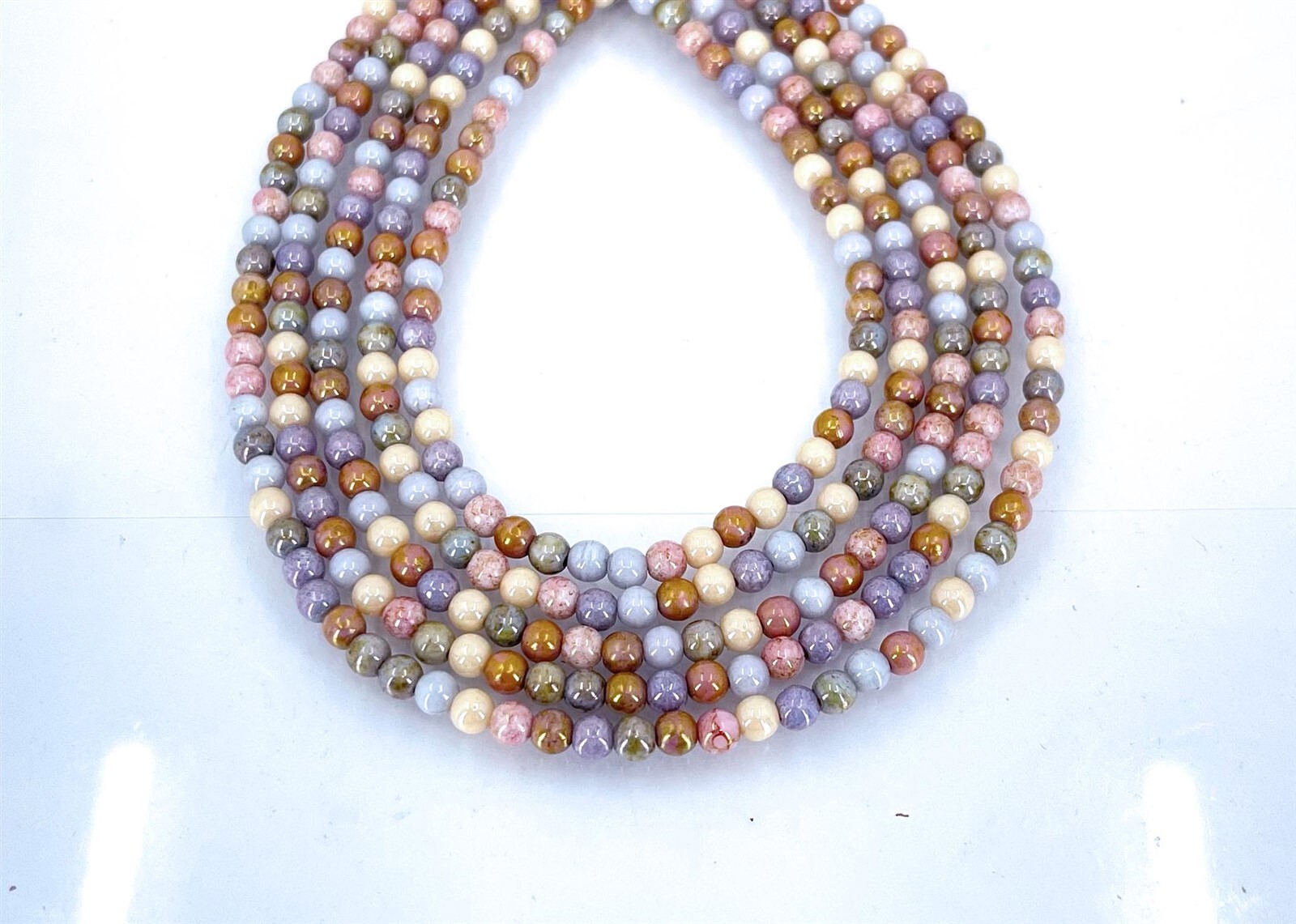 50 Czech Glass Round Beads – Opaque Luster Mix 4mm